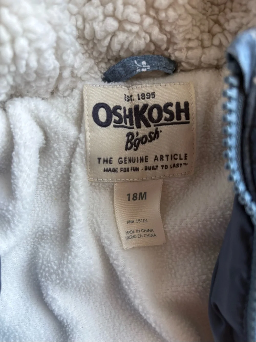 OshKosh B'gosh Light Blue Quilted Hooded Sleep Sack